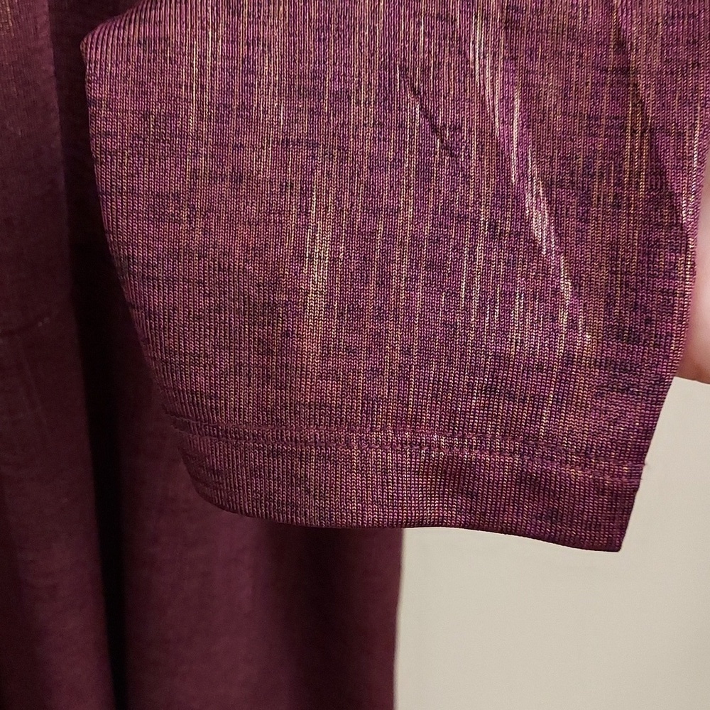 SUSAN GRAVER "As Is" Foil Print Open Front Long Sleeve Cardigan 1X Longline - Picture 7 of 11